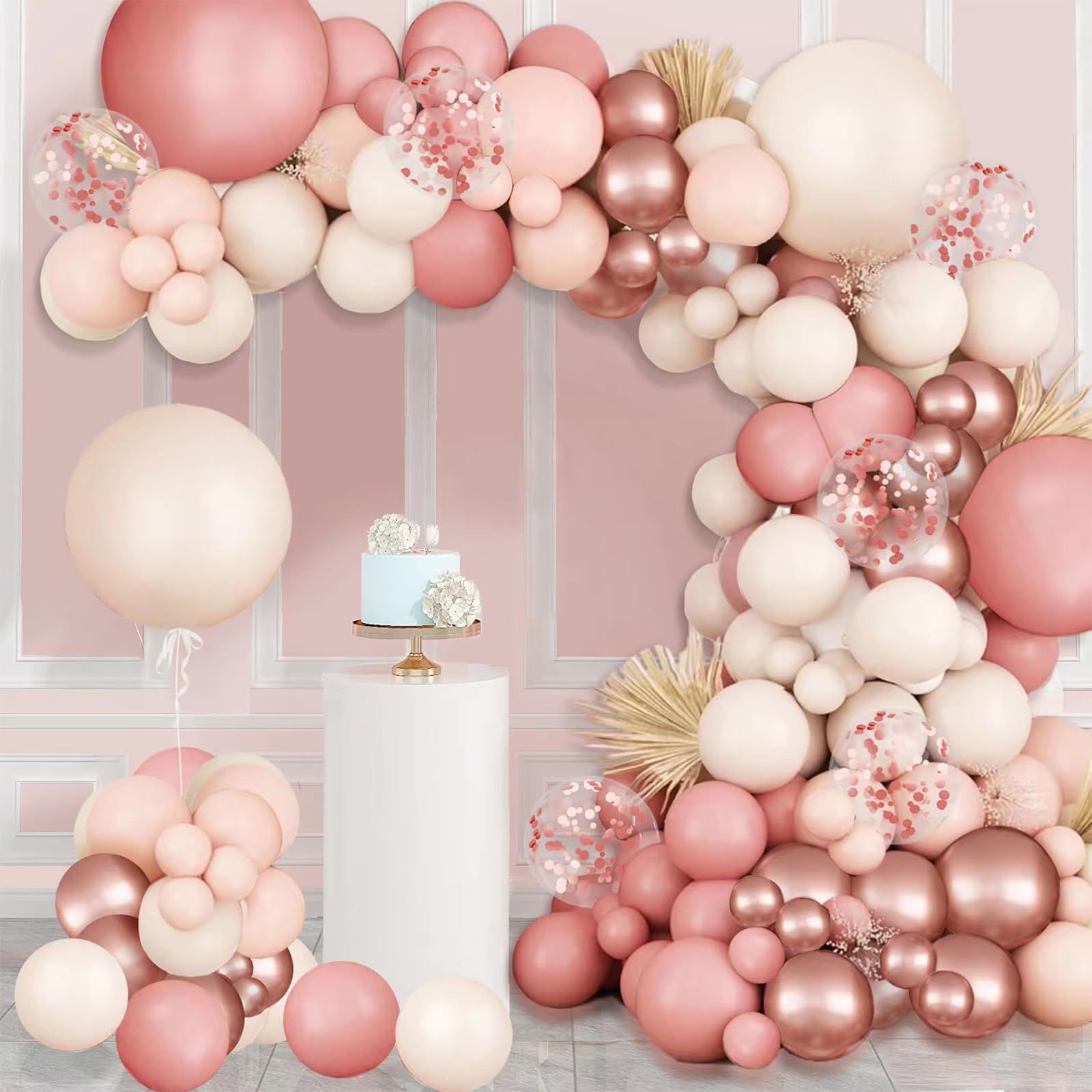 Blush pink confetti balloon garland
